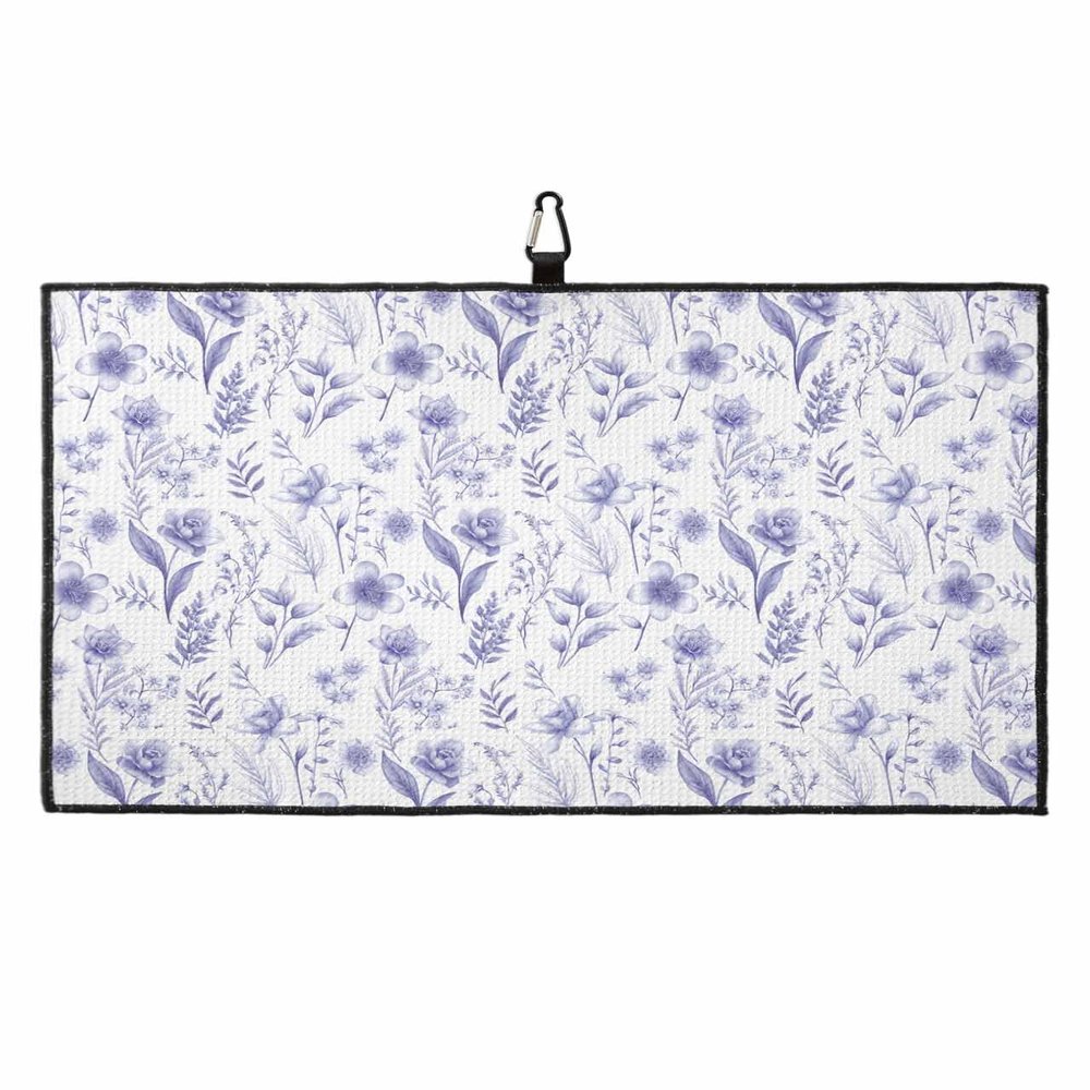 SEVENBABU Golf Towels for Golf Bags with Clip - Funny Microfiber Waffle Pattern Golf Towel Spring Orchid Flowers Plants Purple Golf Accessories for Men Women Gifts 24x16 Inch