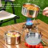 6PCS Camping Cookware Set, Portable Camping Pots and Pans Set, 304 Stainless Steel Outdoor Cookware Set, Rapid Heating Camping Kitchenware, Camping Cookset for Camping Hiking view 4