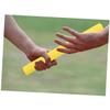 Anneome 4pcs Non-Slip Relay Baton with Sponge Grip Stainless Steel Track Relay Tools for Outdoor Racing Competitions for Adults Sports Events Yellow view 3