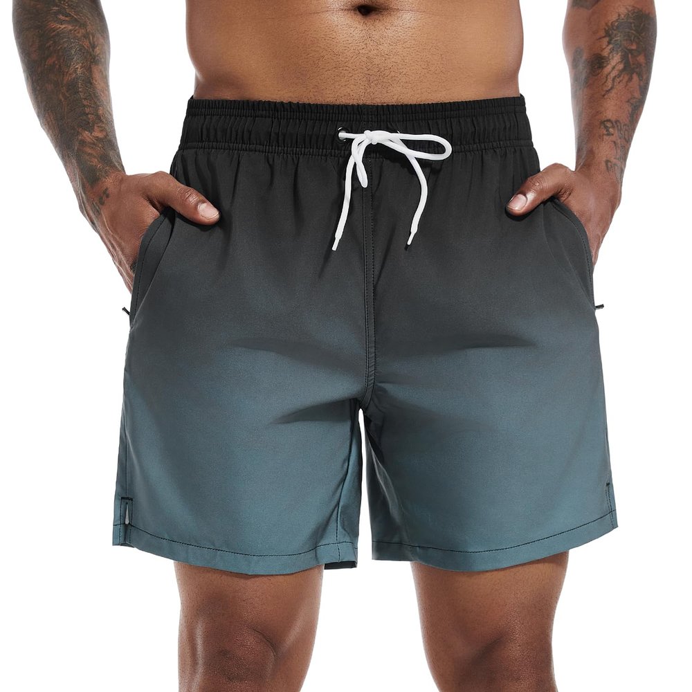 SILKWORLD Mens Swim Trunks Quick Dry Bathing Suits Shorts with Zipper Pockets, MQ18_Zip_P10, Medium