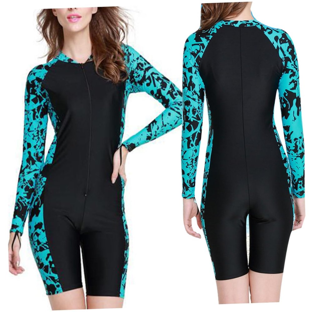 Parliky Women Sleeve Surf Swim Suit Sun Yellow Floral Design and Breast Pad Comfortable for Water Sports