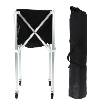 Topyond Foldable Aluminium Alloy Tennis Ball Hopper Cart with Wheels - Portable Basket Trolley for Tennis Balls Storage