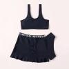 KAGAYD Girls Swimsuits 3 Piece Solid Tankini Bathing Suit Set Cute Bikini Swimwear with Cover Ups Beach Skirt 1~8 Years (Black, 12-18 Months) view 2