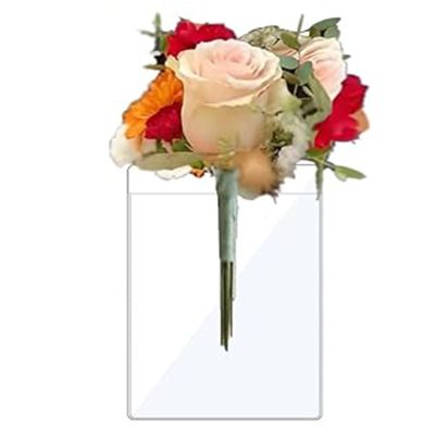12 Pack Boutonniere Plastic Sleeve - Flowers Not Included, Holder for Suit Jacket Pocket - No Lapel Pin Required, Perfect for Wedding Groom and Groomsmen Suits