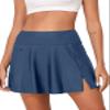 Aleumdr Women's 3 Inches High Waisted Swim Skirt with Zipper Pockets Tummy Control Bathing Suit Swimsuit Side Split Tankini Bottoms Sail Blue X-Large view 1