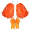 Hotop 3 Pcs 10 in Cheerleading Pom Poms and Large Cheerleader Hair Bow Cheer Pompoms Cheerleading Accessories for Sport Events Dance Party Basketball Football Team(Orange,Classic) view 1