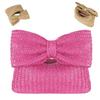 Bow Purse Straw Purses and Handbags for Women, Summer Beach Bag Evening Straw Handbag Woven Clutch Bag (D) view 1