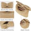 Bow Purse Straw Purses and Handbags for Women, Summer Beach Bag Evening Straw Handbag Woven Clutch Bag (D) view 3