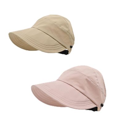 Outdoor Uv Protection Hollow Top Sun Hat, Women's Outdoor Uv Protection Hollow Top Wide Brim Sun Hat (Khaki+Pink)