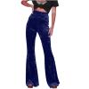 Akklian Women's High Waist Wide Leg Long Palazzo Bell Bottom Yoga Pants Velvet Elastic Waist Flare Leg Trendy Long Trousers Navy view 1