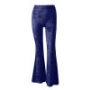 Akklian Women's High Waist Wide Leg Long Palazzo Bell Bottom Yoga Pants Velvet Elastic Waist Flare Leg Trendy Long Trousers Navy view 3