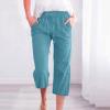 Cotton Linen Pants for Women Trendy 2026 High Waist Drawstring Cropped Pant Trousers Casual Summer Wide Leg Capris view 2