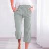 Cotton Linen Pants for Women Trendy 2024 High Waist Drawstring Cropped Pant Trousers Casual Summer Wide Leg Capris view 2