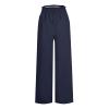 Akklian Womens Linen Pants Summer High Waisted Wide Leg Casual Loose Palazzo Pants Lounge Beach Trousers with Pockets 2024 Navy view 3