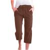 Cotton Linen Pants for Women Trendy 2026 High Waist Drawstring Cropped Pant Trousers Casual Summer Wide Leg Capris view 1