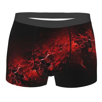 FEMOS Men'S Boxer Briefs -Explosion Burst Red Black- Comfort Fit,Stretch Microfiber Underwear Trunks,Breathable Mens Boxer Shorts, Small