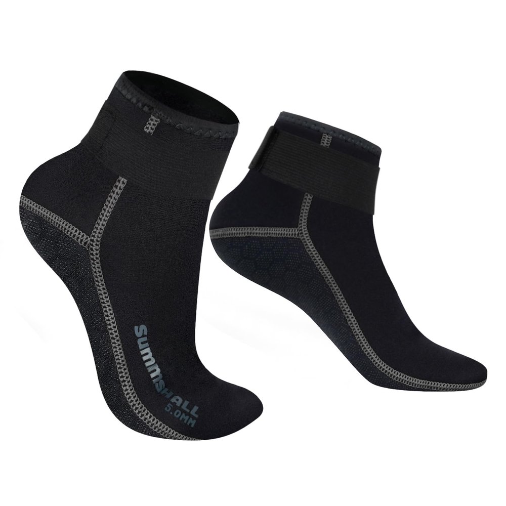 Summshall Neoprene Socks 5mm Wetsuit Socks Keep Warm Anti-slip Diving Socks for Men Women Low Cut Swim Socks Water Sport Snorkeling Swimming Surfing Sailing