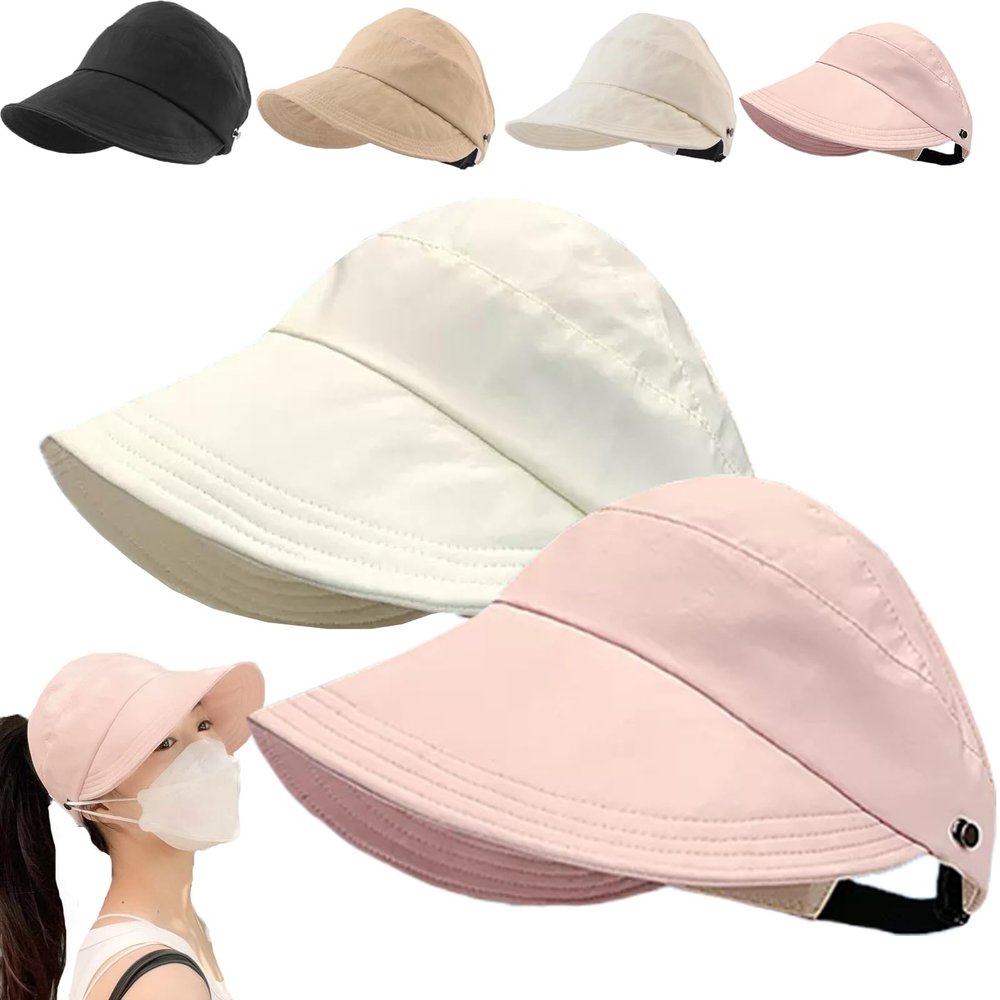 2024 New Women's Large Brim UV Protection Empty Top Sun Hat,Outdoor UV Protection Widened Brim Hollow Top Sun Hat for Women (2PCS-F)