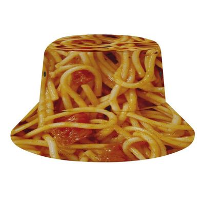 Tomato Spaghetti Bucket Hat for Men Women Funny Food Summer Beach Fishing Packable Outdoor Sun Fisherman Hat Fashion Retro