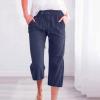 Cotton Linen Pants for Women Trendy 2026 High Waist Drawstring Cropped Pant Trousers Casual Summer Wide Leg Capris view 2