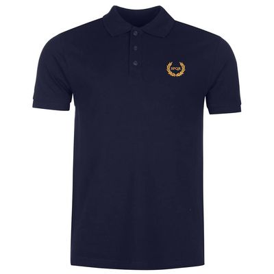 Mens Polo Shirts SPQR Roman Empire Caesar Wreath Embroidered Short Sleeve Polo Shirt Cotton Tennis Shirts for Men (Large,Navy)