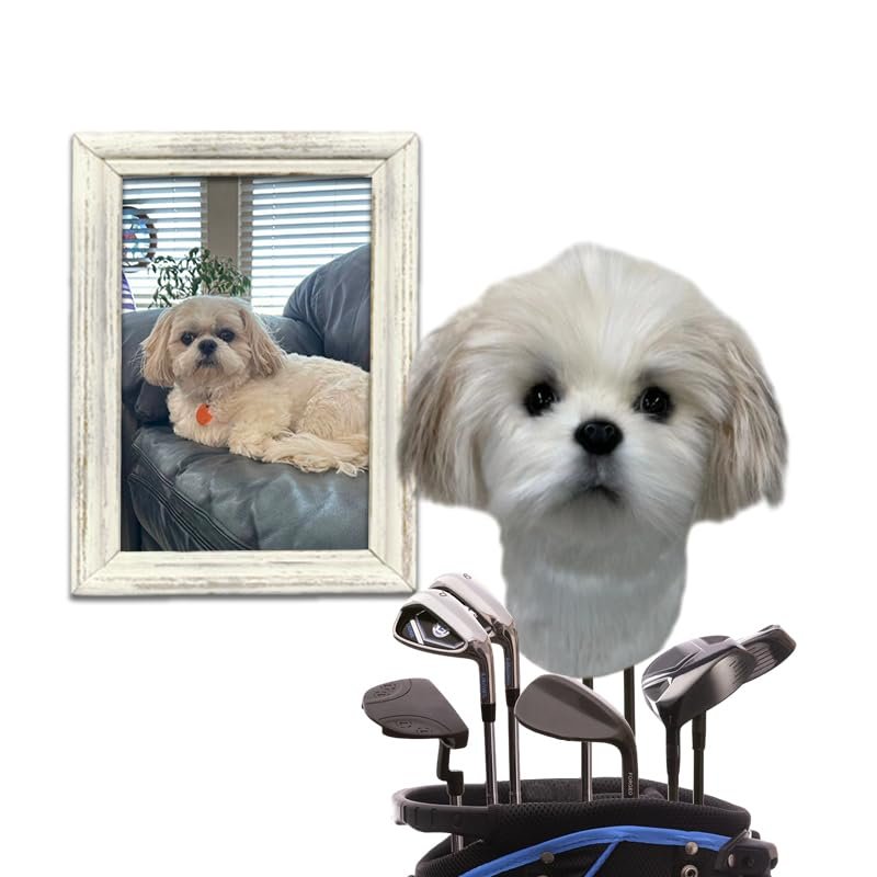 Customize Golf Club Headcover with Lifelike Dog Head, Personalized Dog Replica Golf Club Driver Cover, 3D Dog Head Golf Club Head Covers for 3-Wood, 5-Wood (Case Three)
