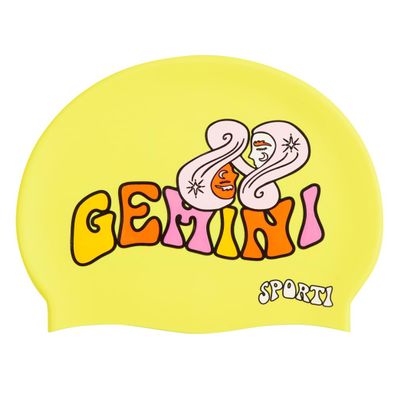 Sporti Groovy Zodiac Gemini Silicone Swim Cap, Adult Swimming Cap for Women and Men, Unique Design Embracing Power of Stars - Gemini