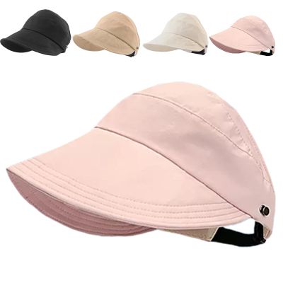 2024 New Women's Large Brim UV Protection Empty Top Sun Hat,Outdoor UV Protection Widened Brim Hollow Top Sun Hat for Women (Pink)