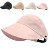 2024 New Women's Large Brim UV Protection Empty Top Sun Hat,Outdoor UV Protection Widened Brim Hollow Top Sun Hat for Women (Pink) view 1