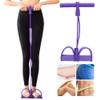 Fitness Pull Rope with 2 Tube Foot Pedal, Elastic Leg Puller for SitUp Abdominal Exercise and Training Equipment (Purple) view 3