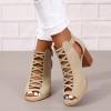 SACFOF Women Platform Open Toe Sandals Crisscross Straps Back Zipper High Heel Fashion Sandal with Ankle Strap view 3