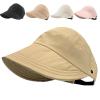 2024 New Women's Large Brim UV Protection Empty Top Sun Hat,Outdoor UV Protection Widened Brim Hollow Top Sun Hat for Women (Brown) view 1