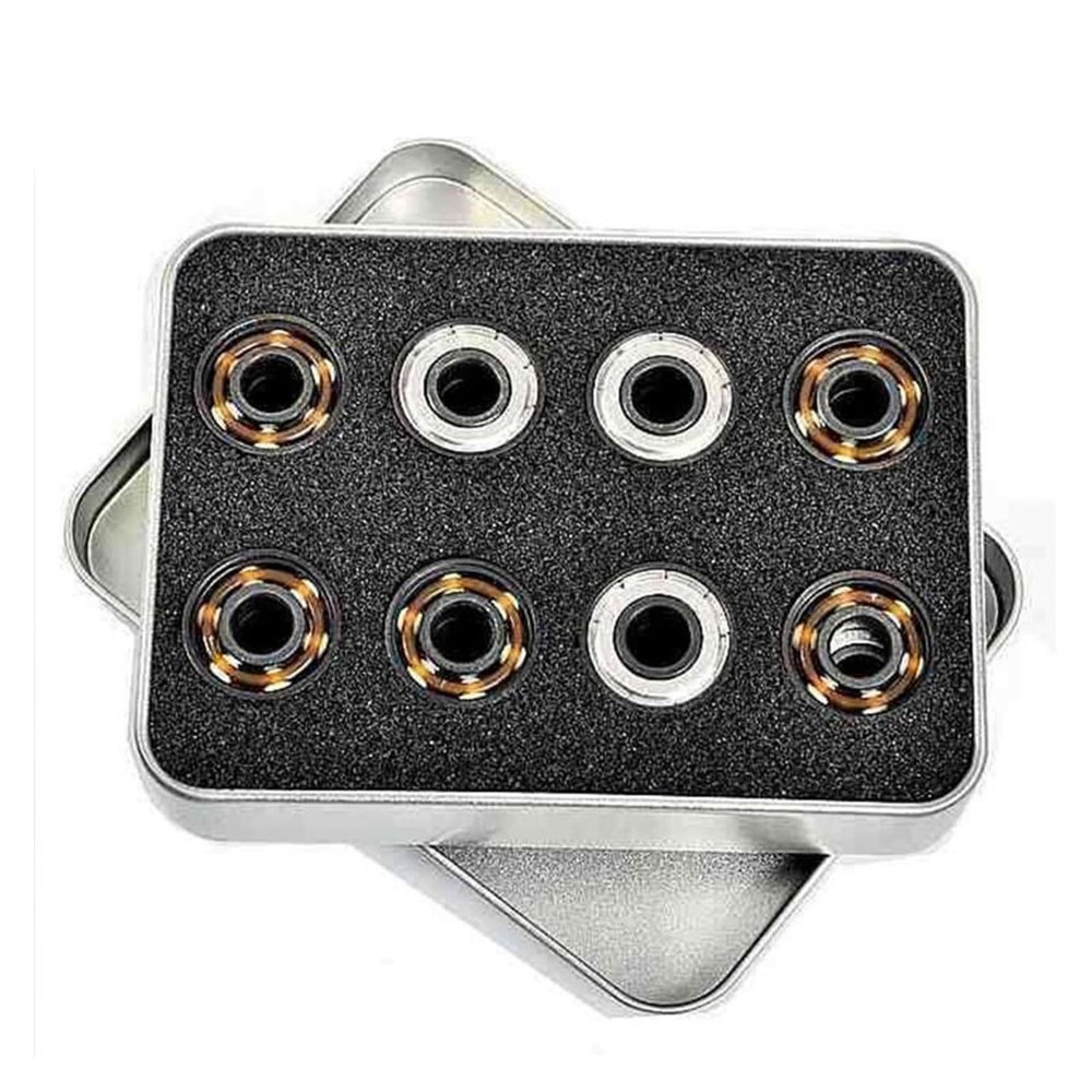 DNRJEWTA Roller Skate Bearing 16pcs BSB White/Black Ceramic Bearings 7 Balls White Pottery Beads Zirconia Bearing Slalom Skate Bearing Swiss 608ZZ Skating Shoe Bearings (Color : White Ball Ceramic)
