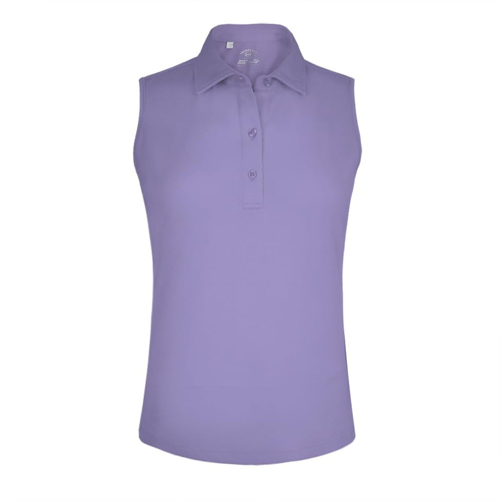 Monterey Club Women's Microfiber Tailored Collar Solid Sleeveless Polo Shirt #4063 (True Violet, X-Large)