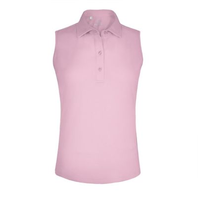 Monterey Club Women's Microfiber Tailored Collar Solid Sleeveless Polo Shirt #4063 (Pink, X-Small)