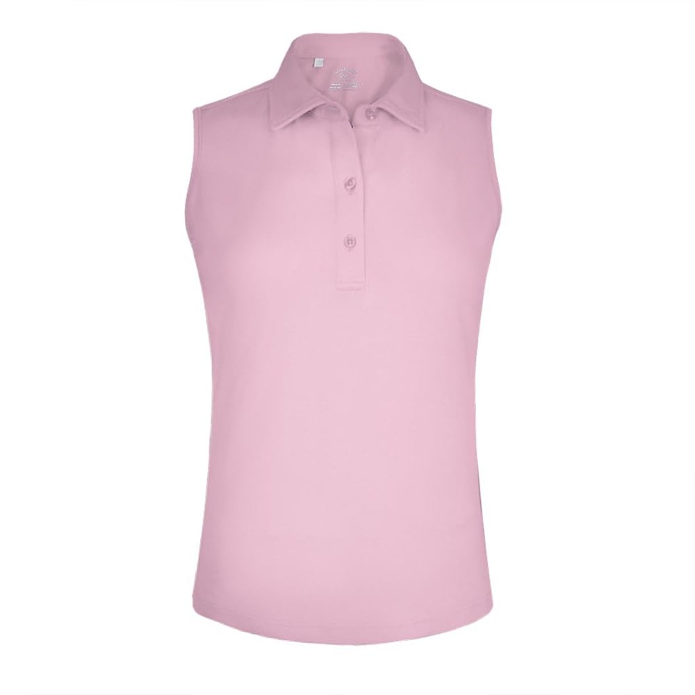 Monterey Club Women's Microfiber Tailored Collar Solid Sleeveless Polo Shirt #4063 (Pink, X-Small)