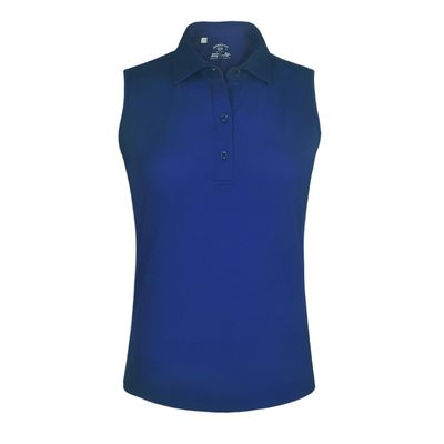 Monterey Club Women's Microfiber Tailored Collar Solid Sleeveless Polo Shirt #4063 (Reflex Blue, Small)