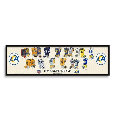 Sporticulture NFL Football Wall Art Print Framed - Los Angeles LA Rams Poster Team Uniform Heritage Jersey Wall Decor - NFL Football Posters for Boys Bedroom & Decorations for Man Cave, 12x36