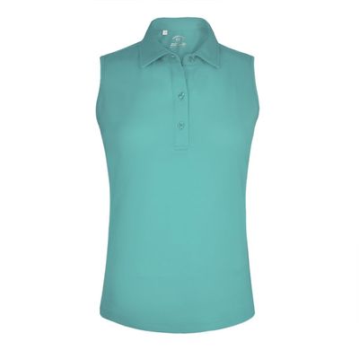 Monterey Club Women's Microfiber Tailored Collar Solid Sleeveless Polo Shirt #4063 (Turquoise, 2X-Large)