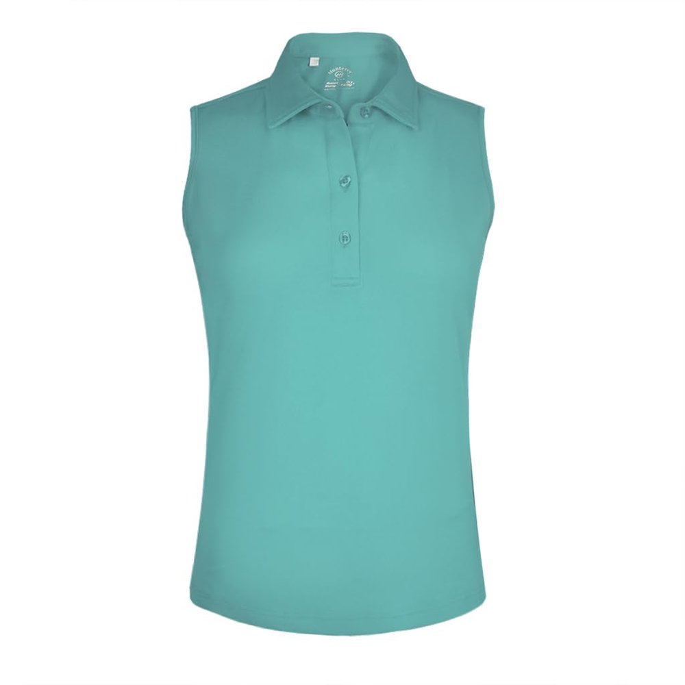 Monterey Club Women's Microfiber Tailored Collar Solid Sleeveless Polo Shirt #4063 (Turquoise, 2X-Large)