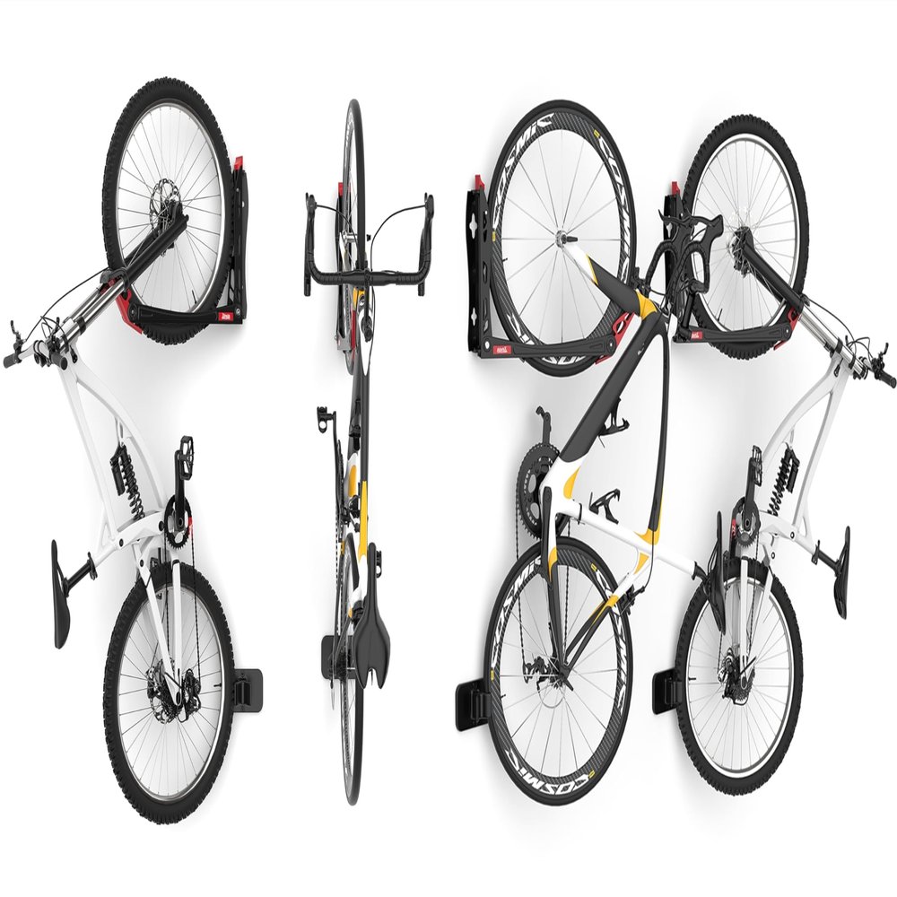 TORACK BIKEPAL No Lifting Swivel Bike Racks, Space Saving Wall Mounted Bike Holder for Garage, Bike Wall Hangers for Vertical Bike Storage (4 Pack)