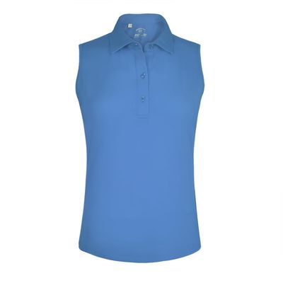 Monterey Club Women's Microfiber Tailored Collar Solid Sleeveless Polo Shirt #4063 (Ocean Blue, X-Small)