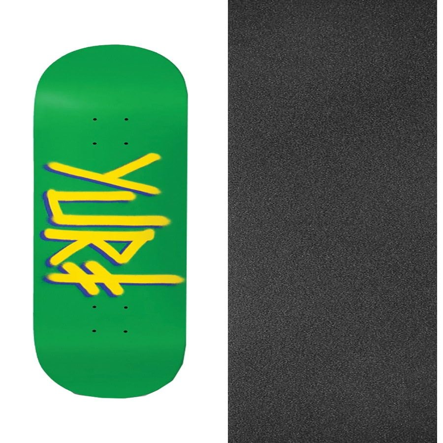 Deathwish Skateboards Yuri Facchini Gang Name Green/Yellow Skateboard Deck - 8" x 31.5" with Black Magic Skateboard Griptape Black - Bundle of 2 Items