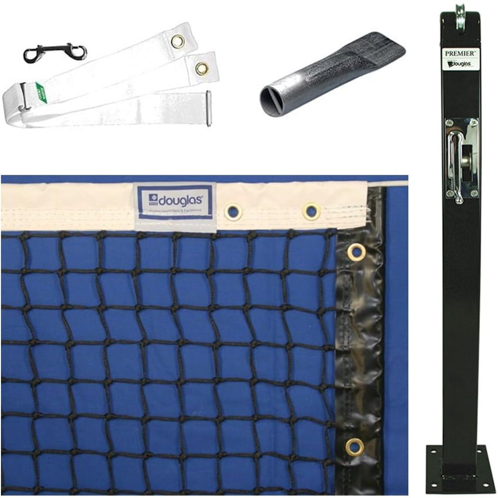 Do It Tennis Champion Court Equipment Pickleball Package Black (Includes Standard Size Net, Surface Mount Posts, Center Strap and Pipe Anchor)