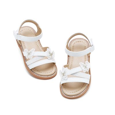 Otter MOMO Toddler/Little Girls Open Toe Summer White Sandals Flower Girl Shoes Size 12