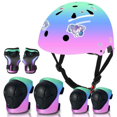 ETEETOW Adjustable Gradient Color Kids/Toddler Bike Helmet for 1-2-3-5-8-14 Years Boys Girls,Skateboard Helmet with Knee and Elbow Pads Wrist Guard Roller Skates,Cycling,Skating Scooter Longboard