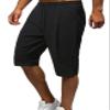HangNiFang Men's Carpi Shorts Summer Long Linen Shorts Below Knee 3/4 Capri Pants with Pockets(0587-BlackX1-XL) view 1