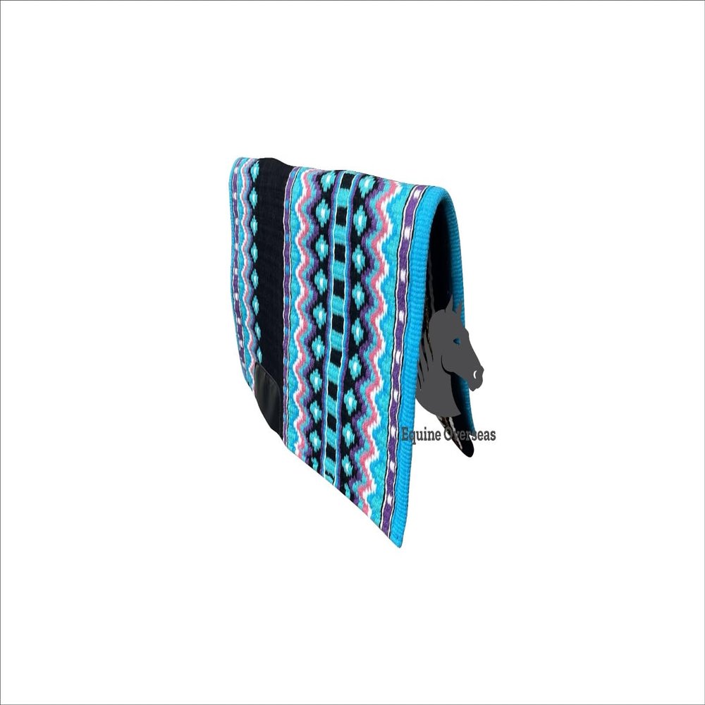 EQUINE OVERSEAS Western Horse Saddle pad Saddle Blanket 100% New-Zealand Wool Show Pad Must Have in Your tack Room - Sky Horse Rider (34x34), as per picture