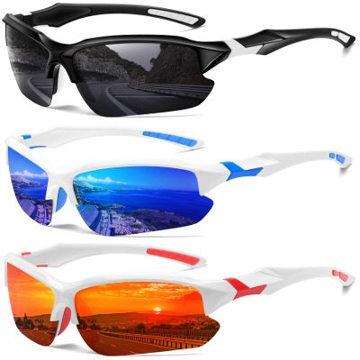 DioKiw 3PACK Sports Polarized Sunglasses for Men Cycling Running Fishing UV400 Protection Sun Glasses Lightweight Half Frame Goggles