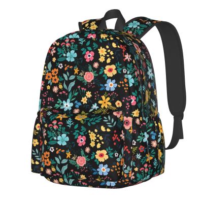 ACDRUING Multi Flowers Waterproof Backpack Adjustable Shoulder Straps Bag Large Capacity Casual Daypack Bookbag For Travel Work